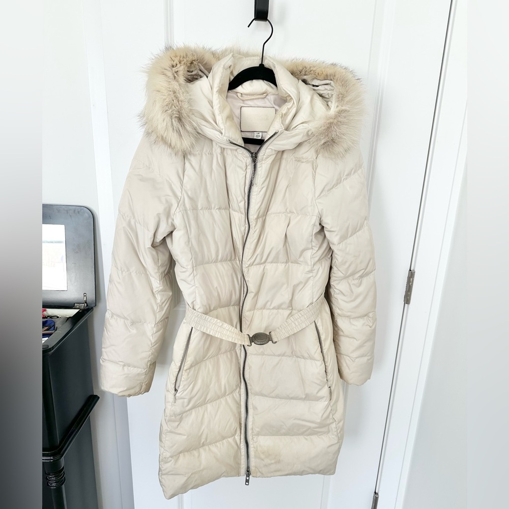 Coach Puffer Coat with Fur Trim Hood